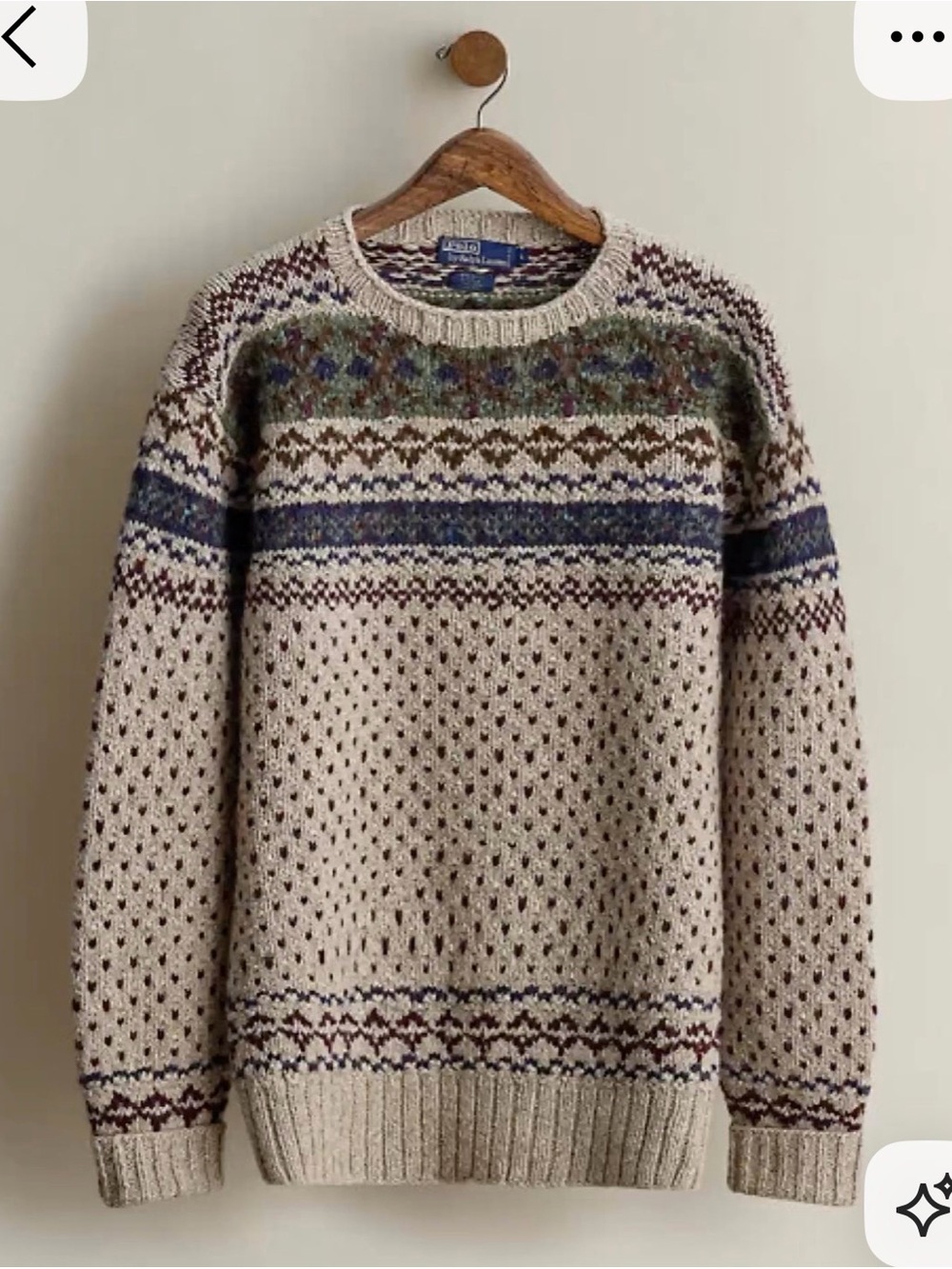 Vintage Polo Ralph Lauren Classic Fair Isle Crewneck Sweater 1987